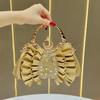 Pu Material Flap Clutch With Rhinestone Embellishments For Evening Events
