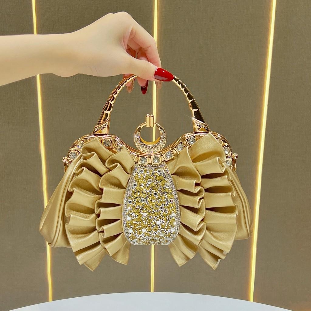 Pu Material Flap Clutch With Rhinestone Embellishments For Evening Events