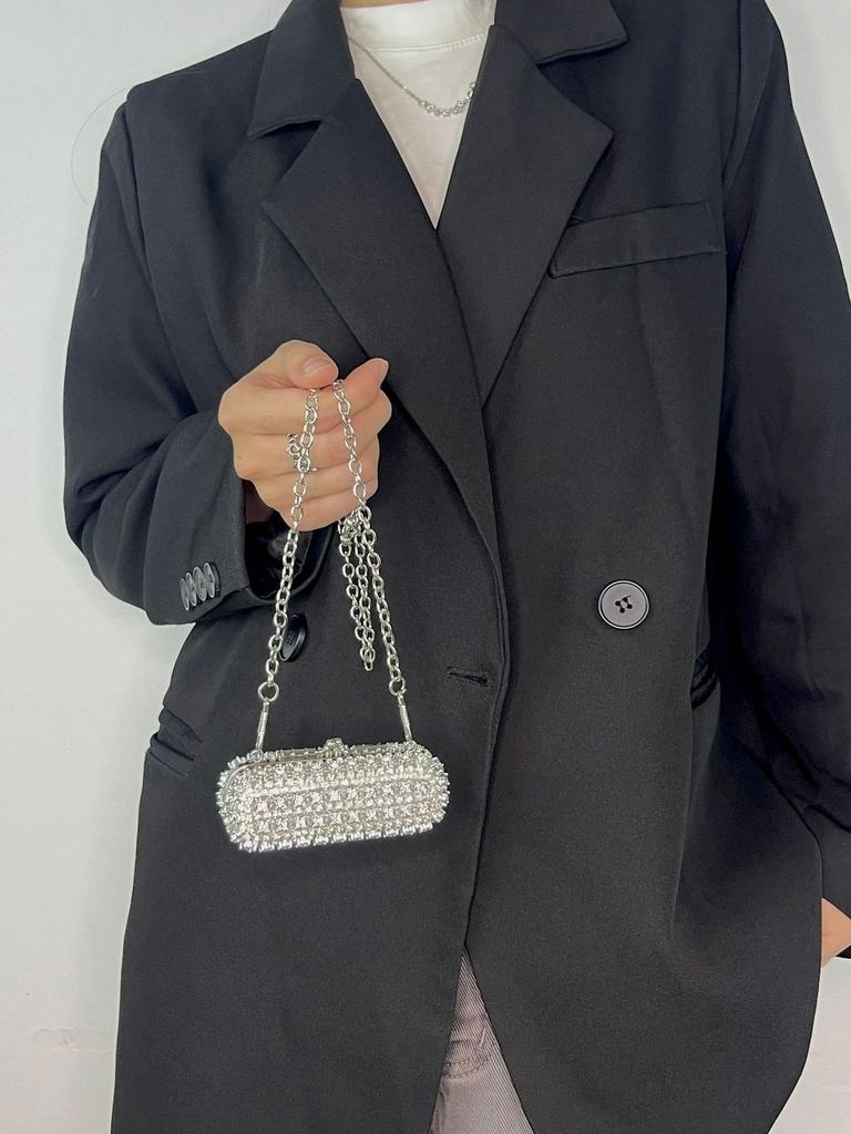 Fashion Mini Lipstick Clutch With Chain And Crystal Decor For Daily Use