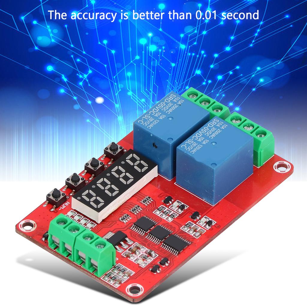 Time Delay Relay Multi Functional 2-Channel Self Lock Cycle Timing Module Board