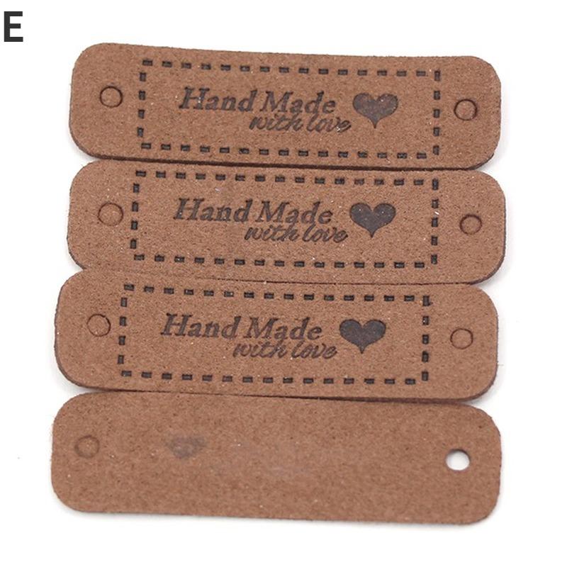 40 Etichette In Pelle PU Fatte A Mano - 10 Colori Con Scritta 'Handmade With Love', 4x1,5 Cm, Per Cucito E Fai Da Te
