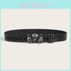 Punk Skull Leather Belt For Men With Metal Buckle For Casual Wear