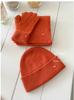 High quality% Australian wool solid color hat scarf gloves three-piece winter warm knitted suit women