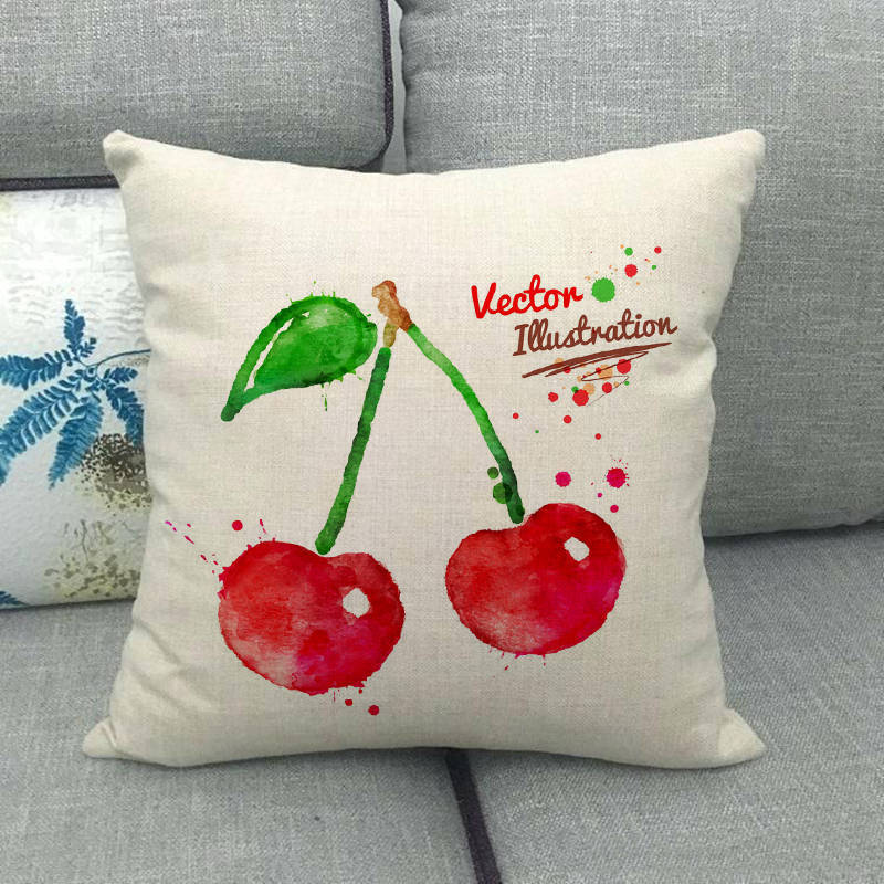 Simple And Colorful Painted Fruits Digital Printing Short Plush Pillow Covers For Car Sofa Office Cushion Cover Home Goods