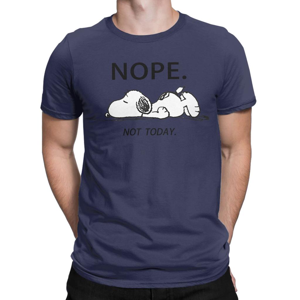 Men  Cute Cartoon Snoopy T Shirts Nope Not Today  Cotton Clothes Cool Short Sleeve Crewneck Tees 4XL 5XL 6XL T-Shirts