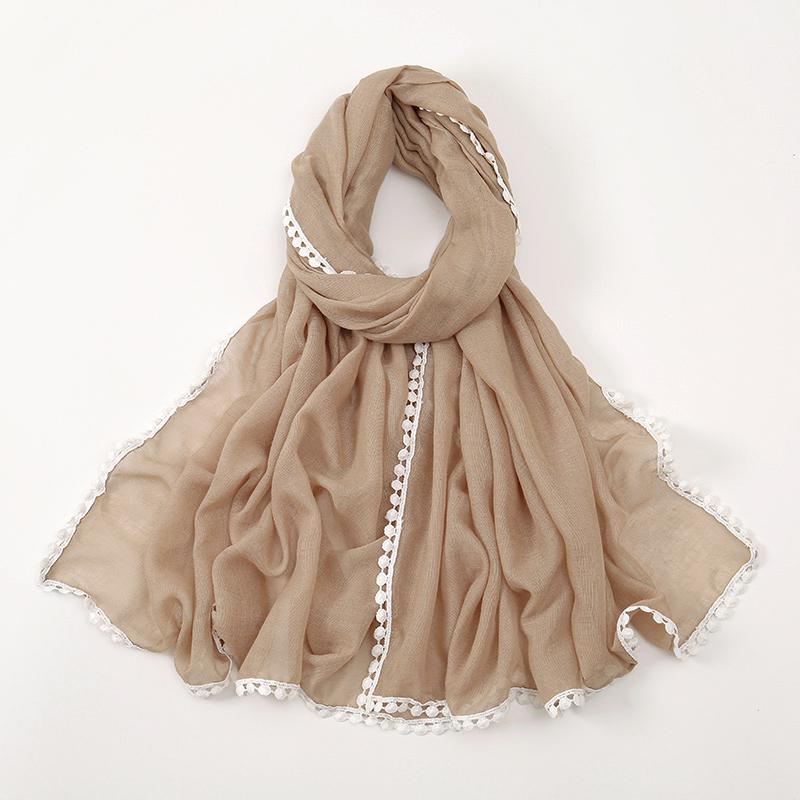 

Новый Хлопковый Хиджаб с Кружевом Мусульманский Шарф Длинные Шали Головной Платок Обёртывания Фуляр Эшарп Буфанда Мусульманский Шаль Ислам Ид Повязка на Голову