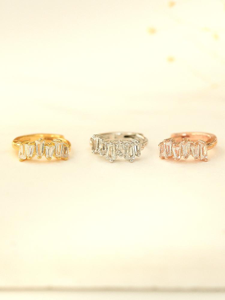 Minimalpiercing 925 Gold Point Cubic One-Touch Ring Piercing Earrings