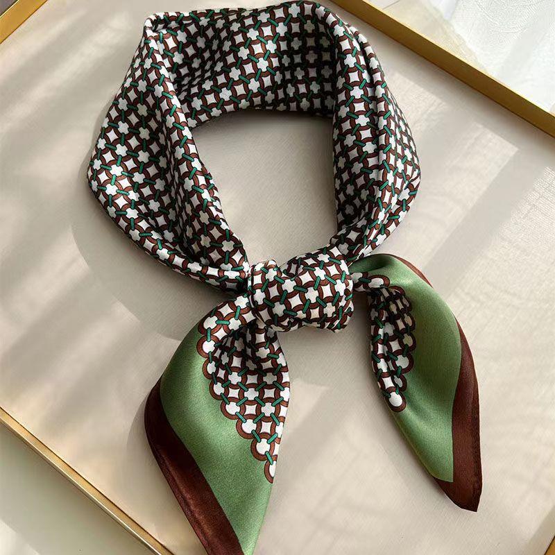 71 * 71 Square Scarf Simulation Silk Year Spring and Autumn Fashion Temperament Printed Silk Scarf Korean Version Women's Versatile Scarf