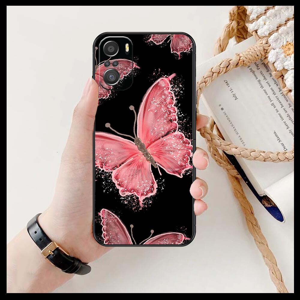 Model de fluture frumos pentru Xiaomi Redmi Note 10S 10 9T 9S 9 8T 8 7S 7 6 5A 5 Pro Max husă neagră moale