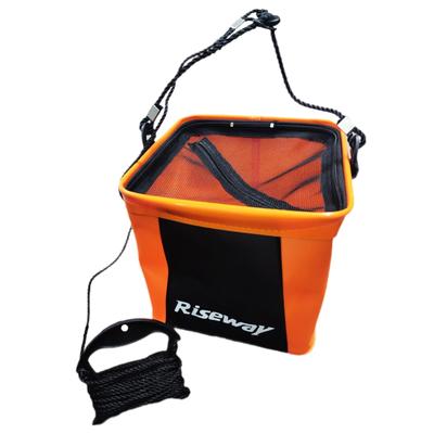 Riseway EVA Reversible Water Bucket Mesh Lid Type with Rope 21cm Orange (Square)