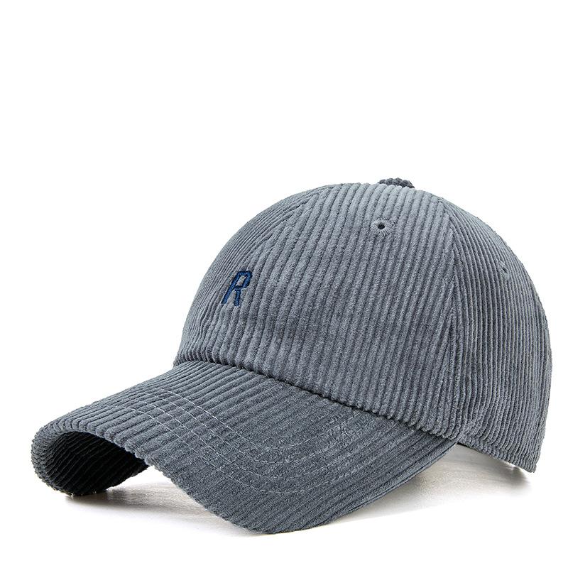 

Spring and summer new corduroy soft-top baseball cap men and women casual and comfortable selfie niche embroidered cap серый