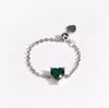 Pink Purple Green Zircon Heart Pull-out Chain Adjustable Rings For Women Fashion New Jewelry Gift Party Wedding Anillos Mujer
