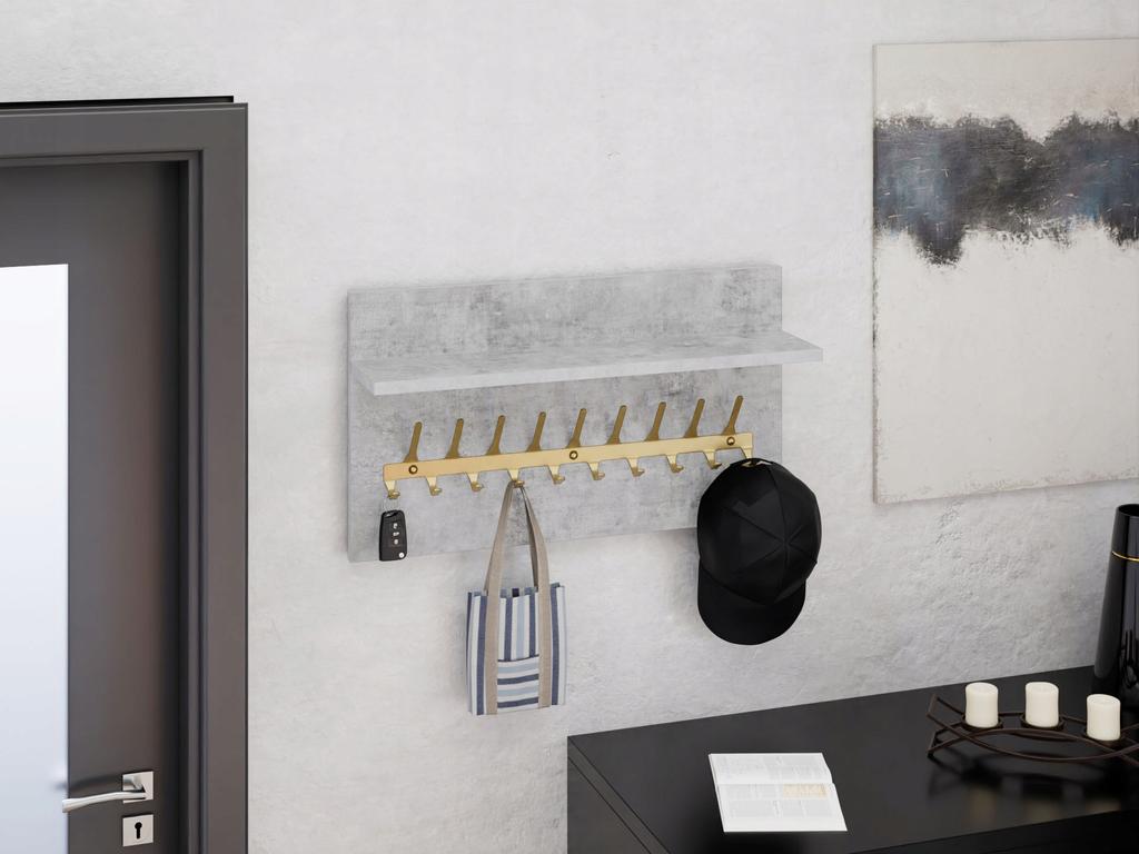 Loft Clothes Rack 70 Cm - Gold + Light Concrete, Solid And Stylish