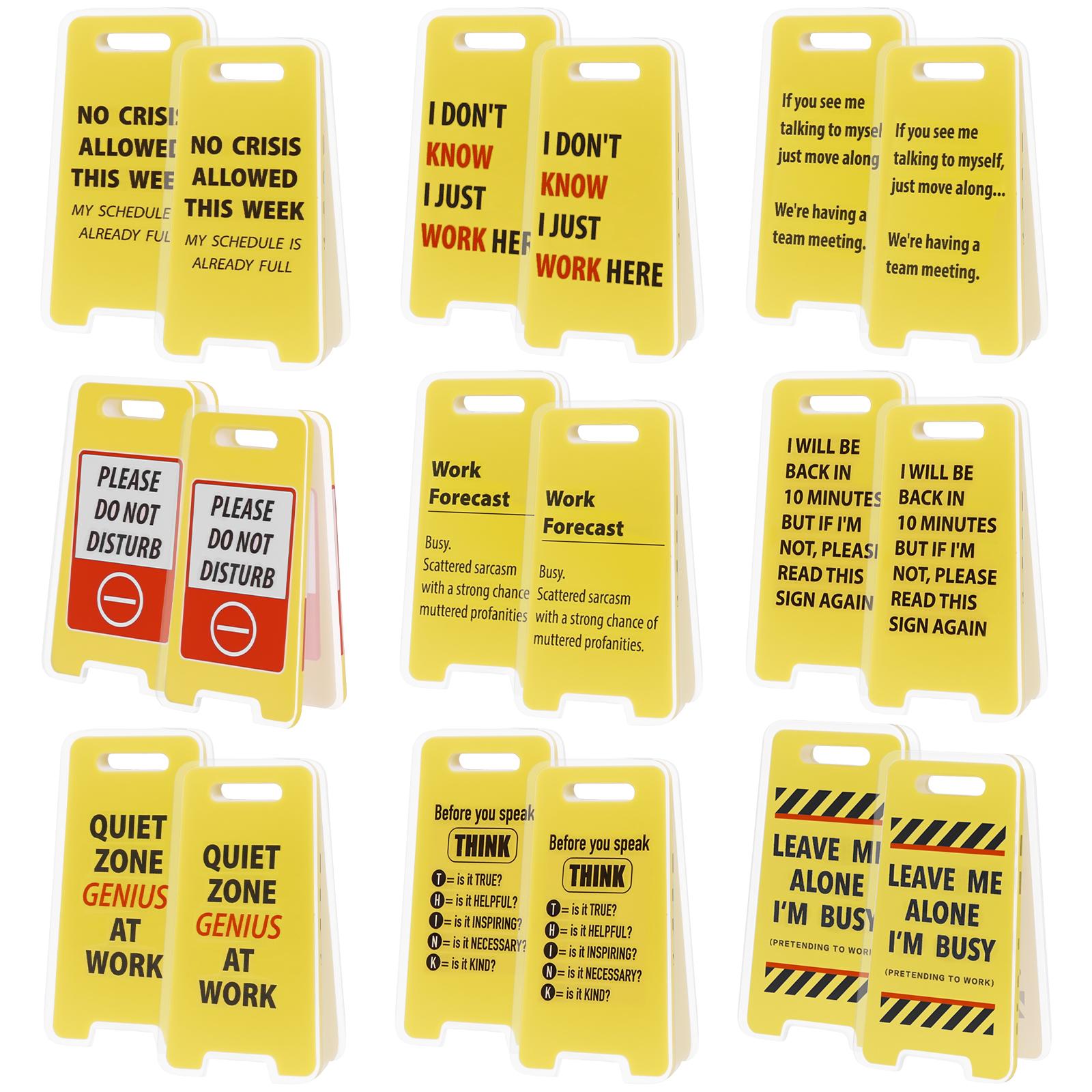 18Pcs Funny Desk Sign with Sticky Note Holder Mini Acrylic Yellow Caution Desk Sign Funny Office Decoration for Coworkers жёлтый