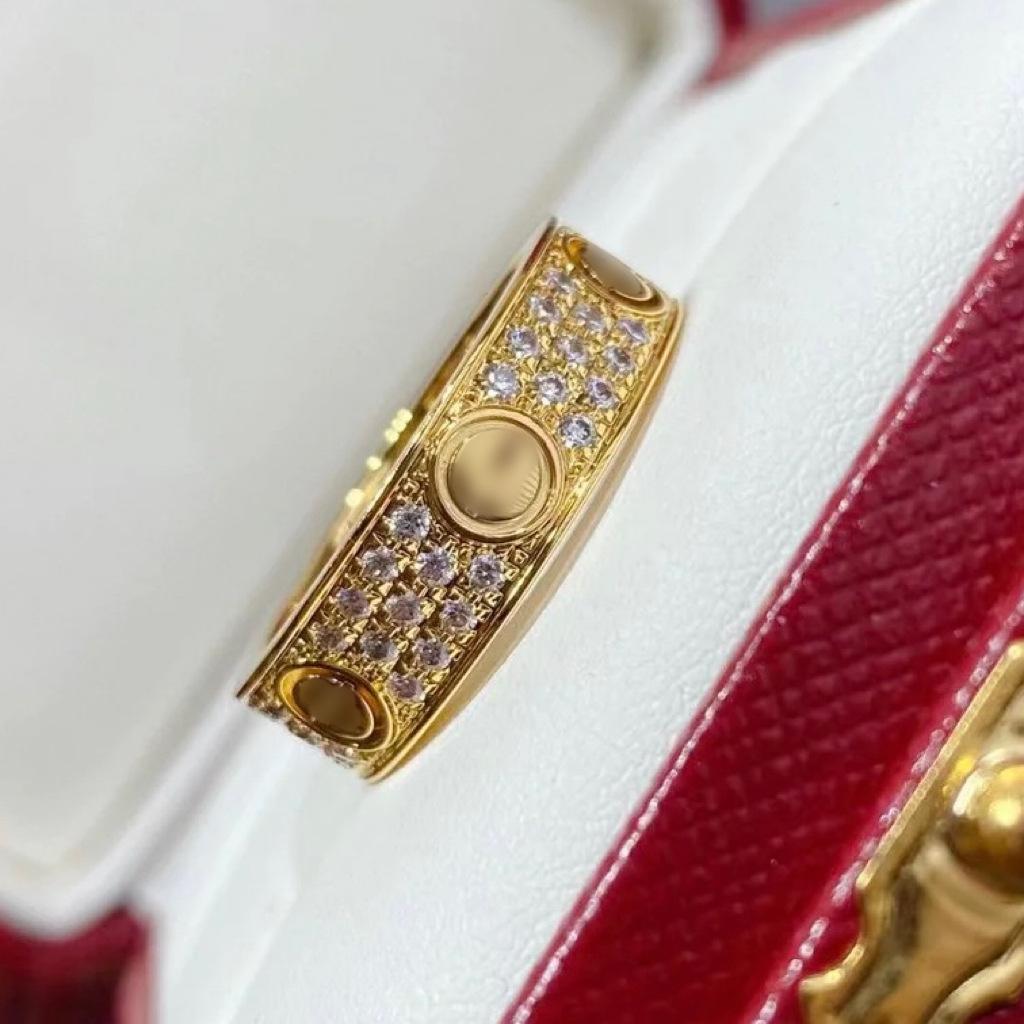 V Gold High Version Gypsy Star 3-row Diamond Ring Narrow Wide Version Women's Plated 18k Rose Gold Couple Ring