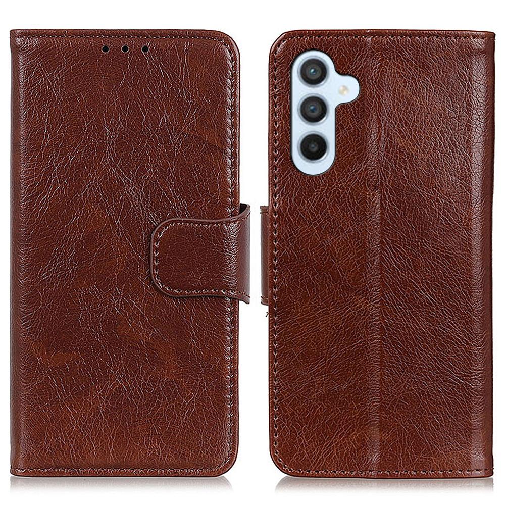 

Чехол для Samsung Galaxy S24 FE из натуральной кожи с текстурой наппа, кошелек, чехол для телефона Brown