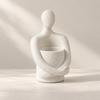 Seated Figure Planter with Attached Bowl Sculptural Abstract Human Compact for Indoor