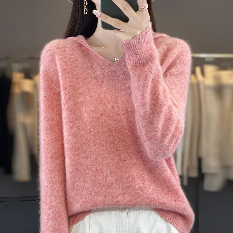 Damer Strikket Hettegenser 100% Ull Genser MODERN NEW SAGA Vinter Strikket Pullover Genser Myke Varme Ullgensere Jumper Strikket Topp