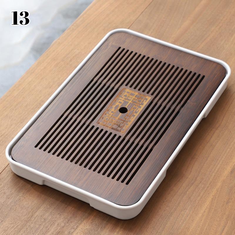 2025 Neo-Chinese Bamboo Tea Tray Kung Fu Tea Set Tray Hollow Out Grid Disk Quick Drainage Storage Tea Tray Dry And Wet Dual Use