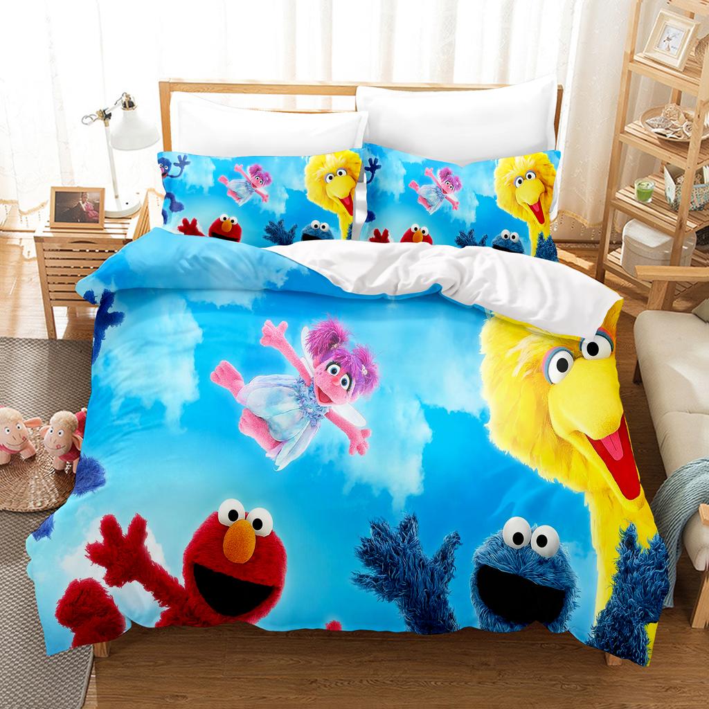 Sesamstraat Anime Home Slaapkamer Comfortabel Scandinavisch polyester materiaal geschikt voor kinderen en volwassenen 3-delige set