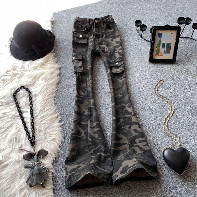 

Women s Plus Size Camo Flared Bell Bottom Jeans 3XL камуфляжный