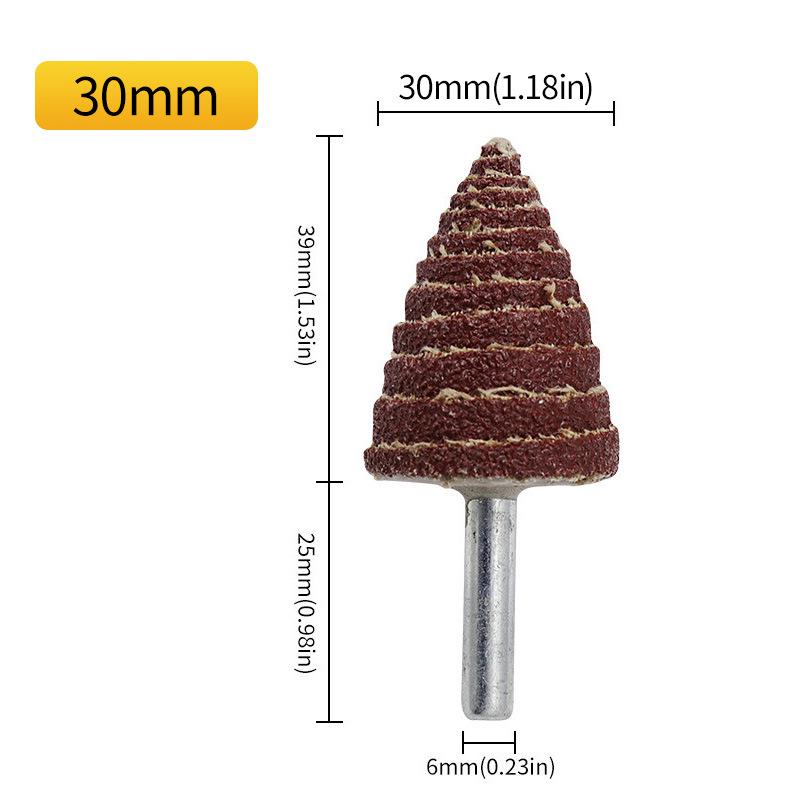 6mm Round Shank Tapered Sandpaper Flap Wheel Grinding Head with Handle