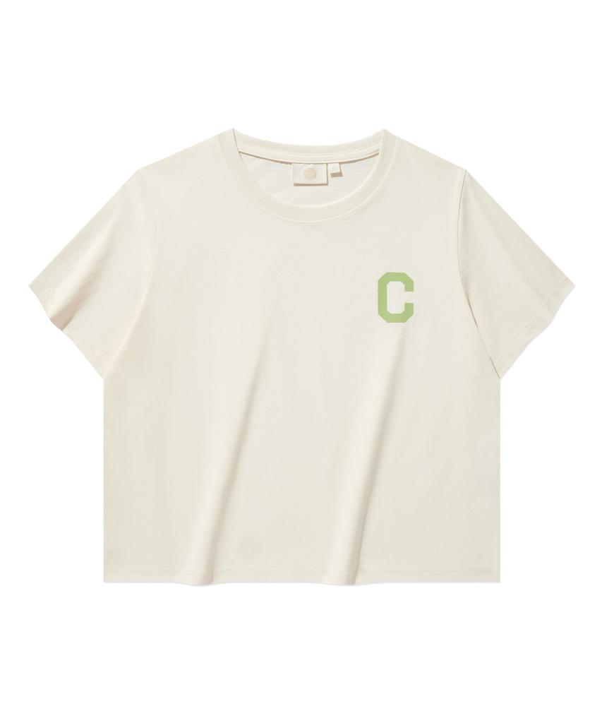 COVERNAT (W) C Logo Crop T-Shirt Ivory