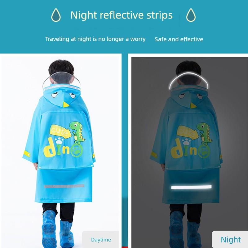 Cartoon Kids Primary School Student Schoolbag Raincoat Poncho Single Cartoon Big BRIM Anti-Blue Pink Raincoat Raincoat