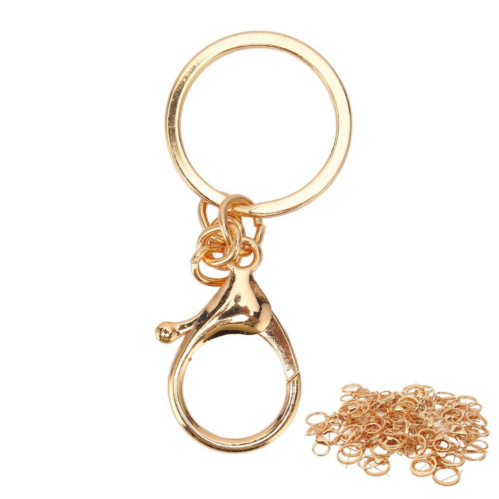 50pcs Link Clasp Keychain Hook Accessory Golden Extension Link Lobster Clasp for Car Key