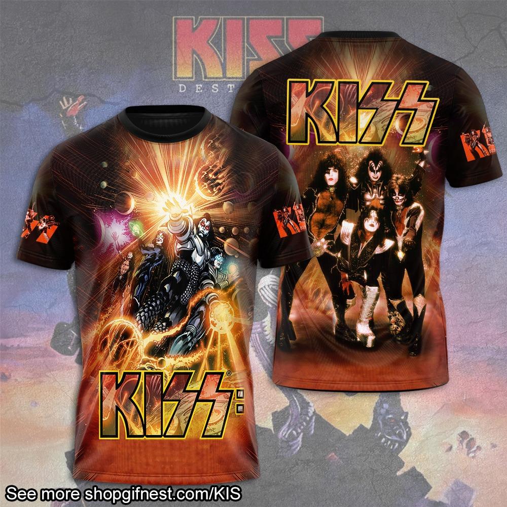 Kiss Band Cool Lässig Spaß Streetwear Hip Hop 3D Druck Herren/Damen Kurzarm T-Shirt Oversized Rundhals Tee Top Herren T-Shirt