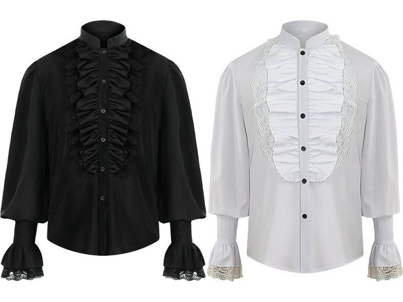 2021 European & American Men's Solid Color Steampunk Retro Stand Collar Coat