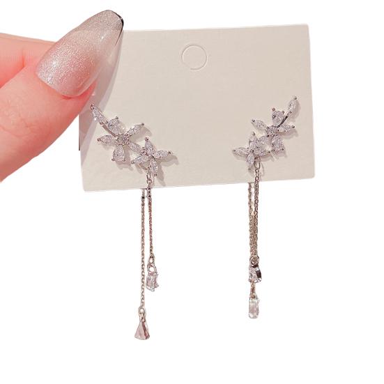 1 Pair Drop Earrings Faux Pearls Tassel Exaggerated Vintage Bow-knot Stud Earrings Birthday Gift