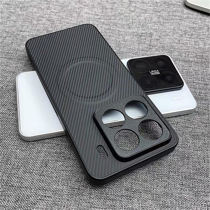 Case For Xiaomi 17T Pro Mi 17 T 15T 14 15 5G For MagSafe Magnetic Luxury Stripe Silicone Leather Back Cover Protection Shell