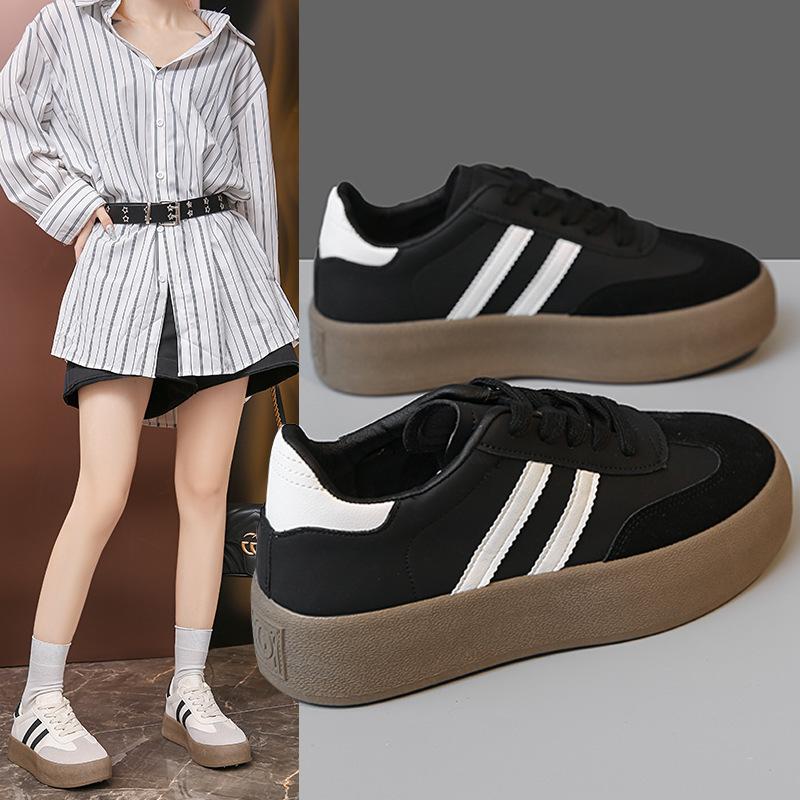thick-soled German training shoes for women's 2025 autumn new soft-soled versatile white shoes with skirts, casual sports board shoes for women