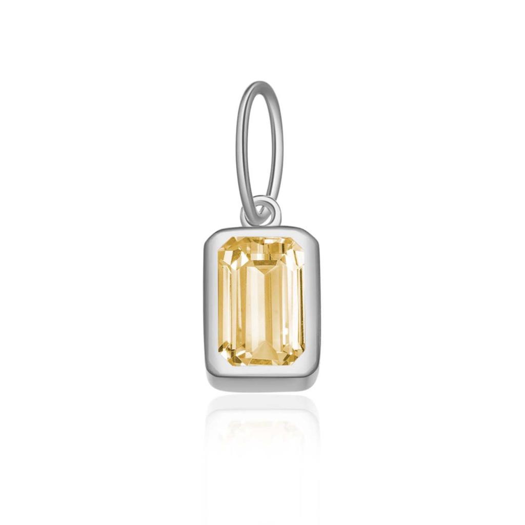 12 Birthstone Colored Zircon Square Pendant Necklace, S925 Sterling Silver, European & American Style