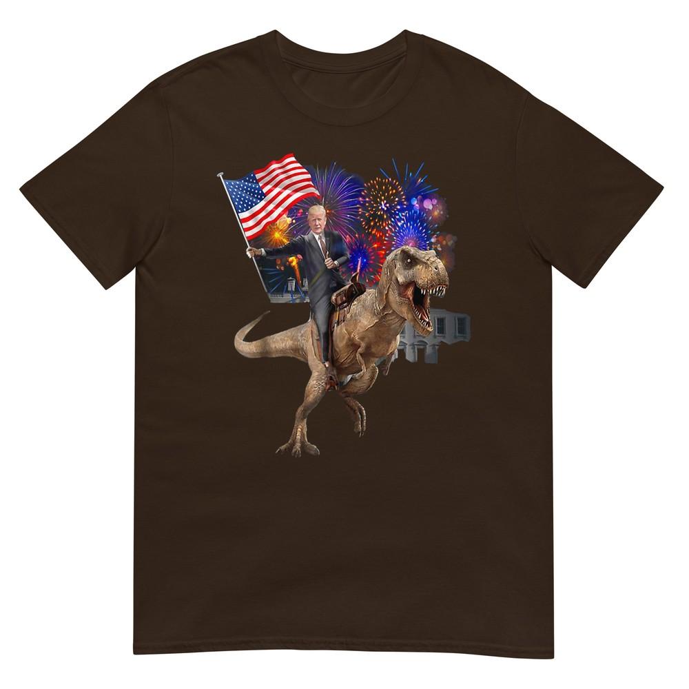 Trump Riding A Dinosaur Trex Suppor Trump 2020 Tshirt