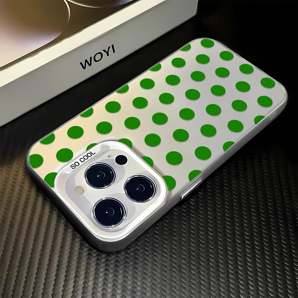 French Vintage Blue Polka Dot Soft Phone Case for iPhone 17 17E 16 15 14 13 12 11 Pro Max imitate Laser Silver hard Cover