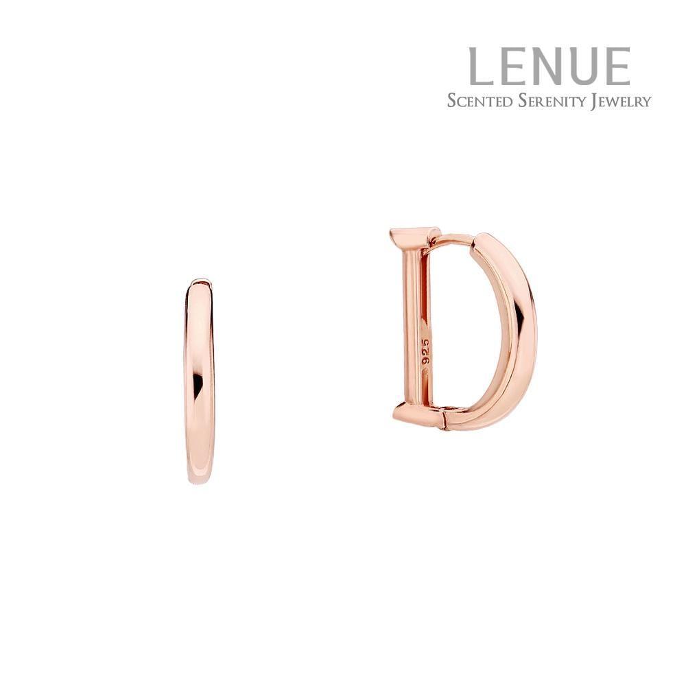 Lenue Initial D One-Touch Earrings / 925 Silver Alphabet D D-Day Gift for Girlfriend