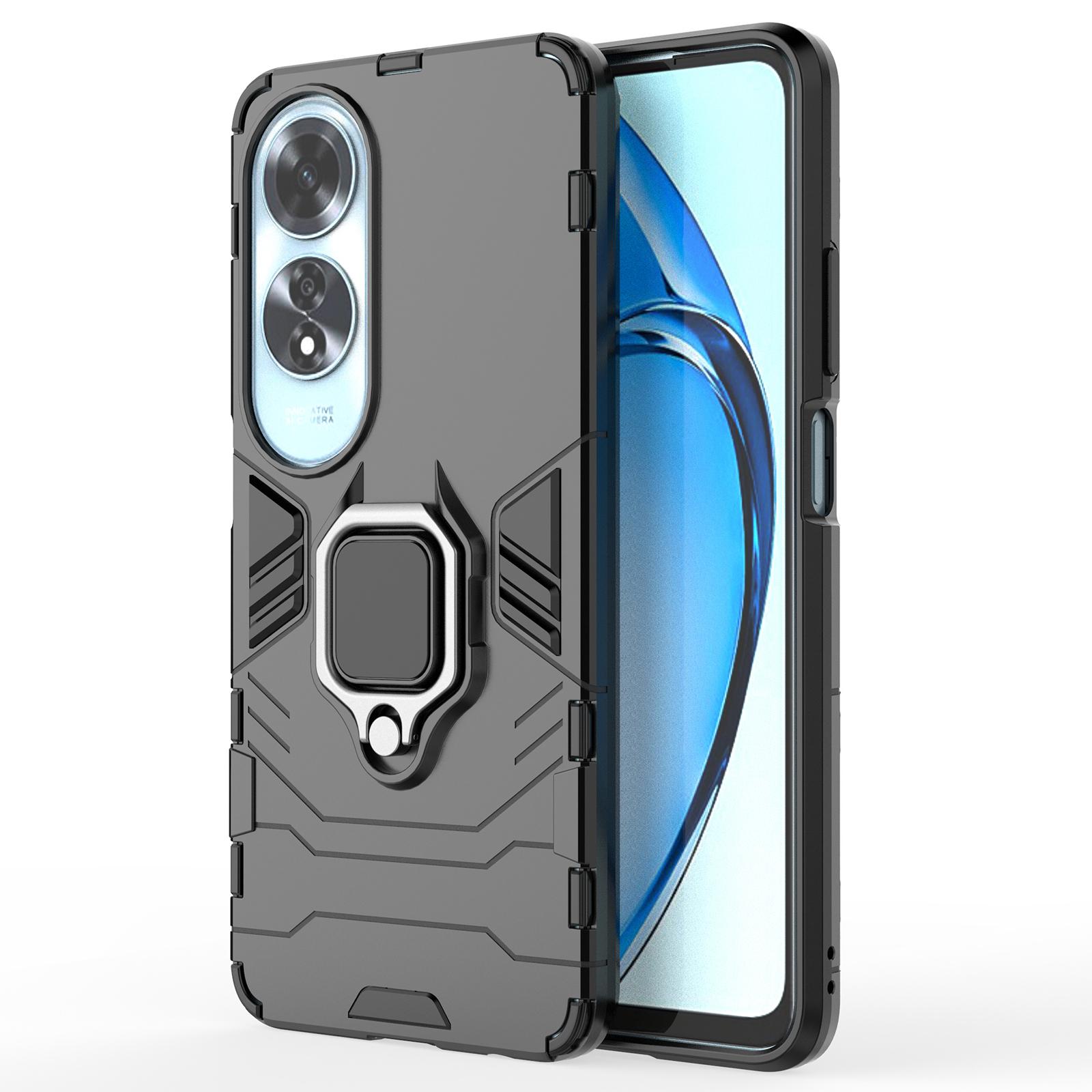 

Для Oppo A60 4G чехол-кольцо с подставкой из поликарбоната и термополиуретана военного класса чехол для телефона Black