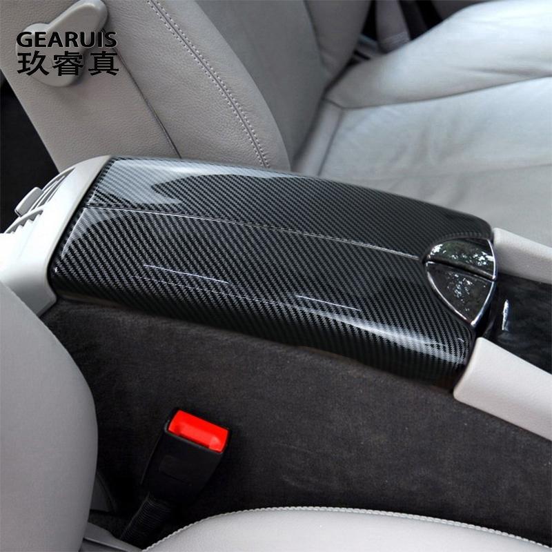 Από ανθρακόνημα Κεντρική κονσόλα αυτοκινήτου Πάνελ καπακιού Υποβραχιόνιο Κουτί Περικοπή Προστατευτικό κάλυμμα Αυτοκόλλητα Για Mercedes Benz E class W211