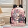 3pcs [2D Flat] Backpack Collection Featuring an Adorable Rabbit Cartoon Design, Includes a School Backpack, Pencil Case, And a S