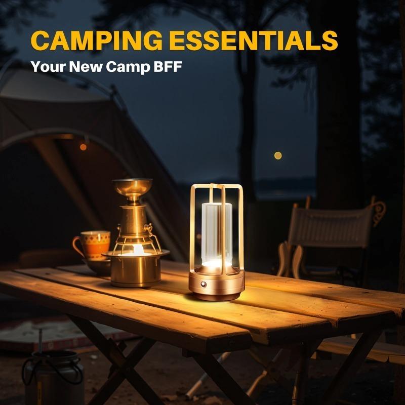Portable Rechargeable LED Atmosphere Lamp, Vintage Creative Table Light, Touch Dimmable Decor Lighting for Bedside, Desk, Restaurant, Camping