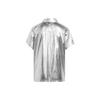 adidas Originals X Ivy Park Ppln Camicia Tinta Unita Colletto Metallizzato Monopetto Manica Corta Camicia Donna Argento HN8238