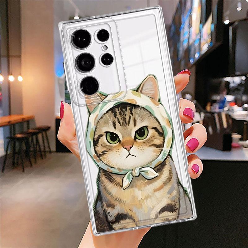 Cartoon Cat Phone Cover Case for Samsung Galaxy S26 S23 Ultra Note 20 Ultra 10 S24 S22 FE S21 S20 Plus S25 Edge