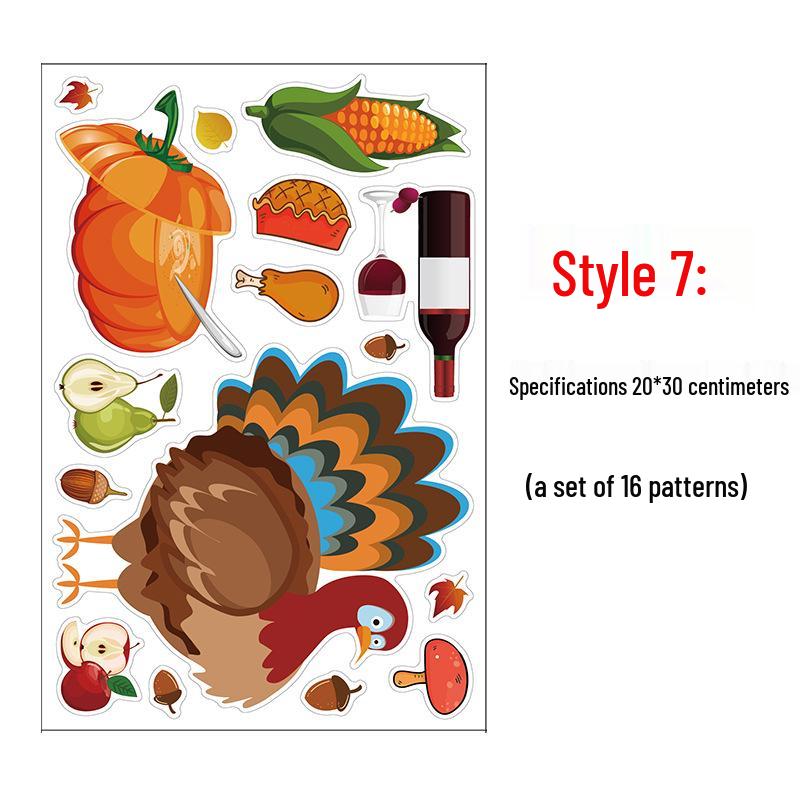 Thanksgiving Turkey & Autumn Maple Leaf Wall Stickers