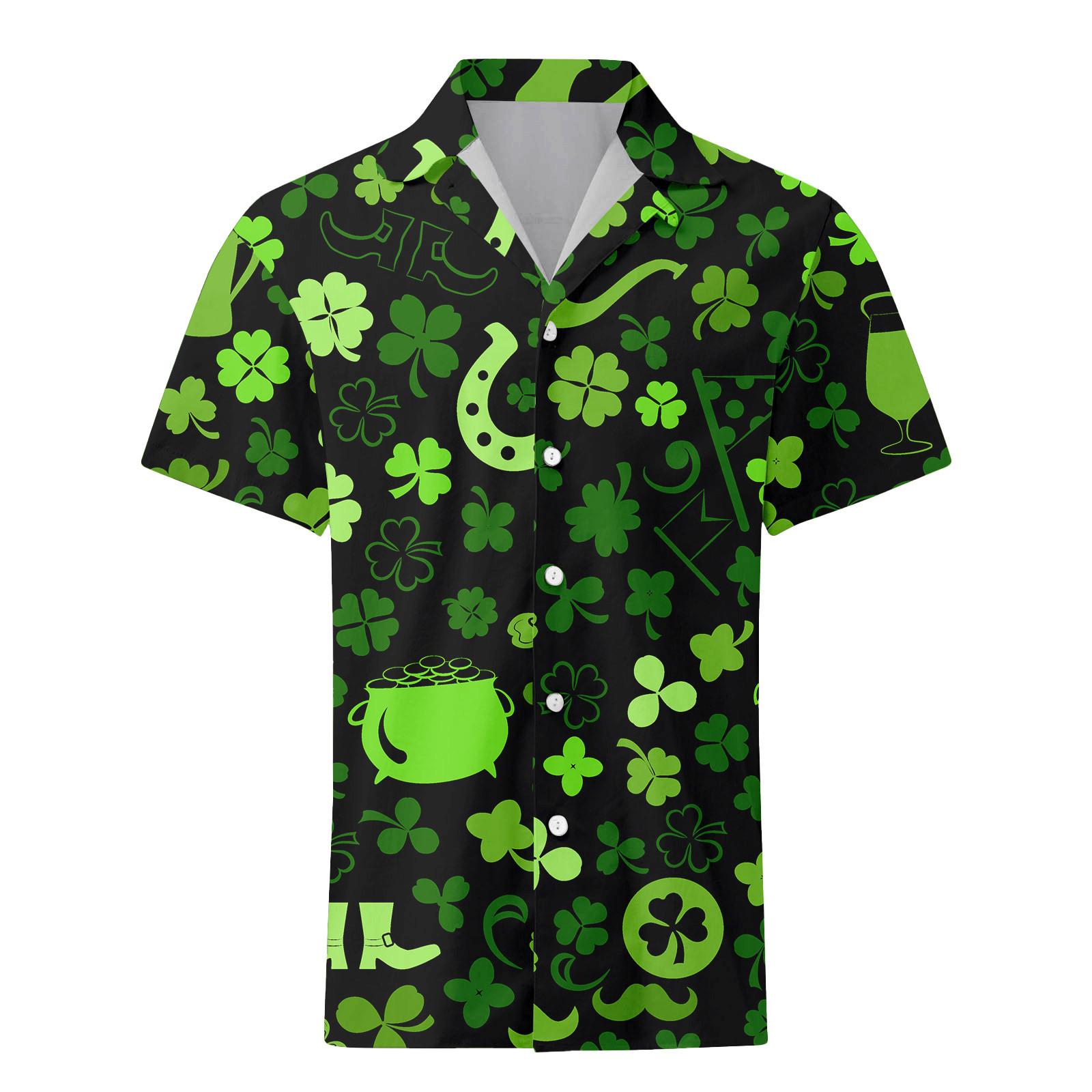 

Мужская повседневная рубашка с короткими рукавами и однобортным лацканом XXL красный