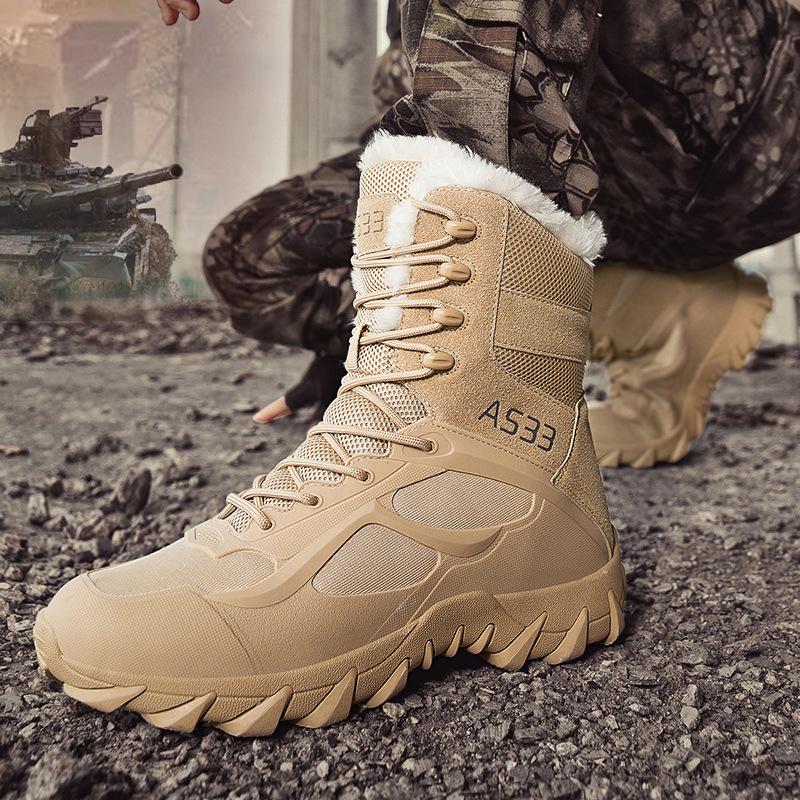 Winter Velvet High-top Warm Hiking Shoes Hiking Platform Sports Martin Boots Men's Velvet Warm Snow Boots