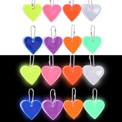 PVC Material Reflector Keyrings Multi-functional Heart Shap Keychain Reflective Pendant Jackets