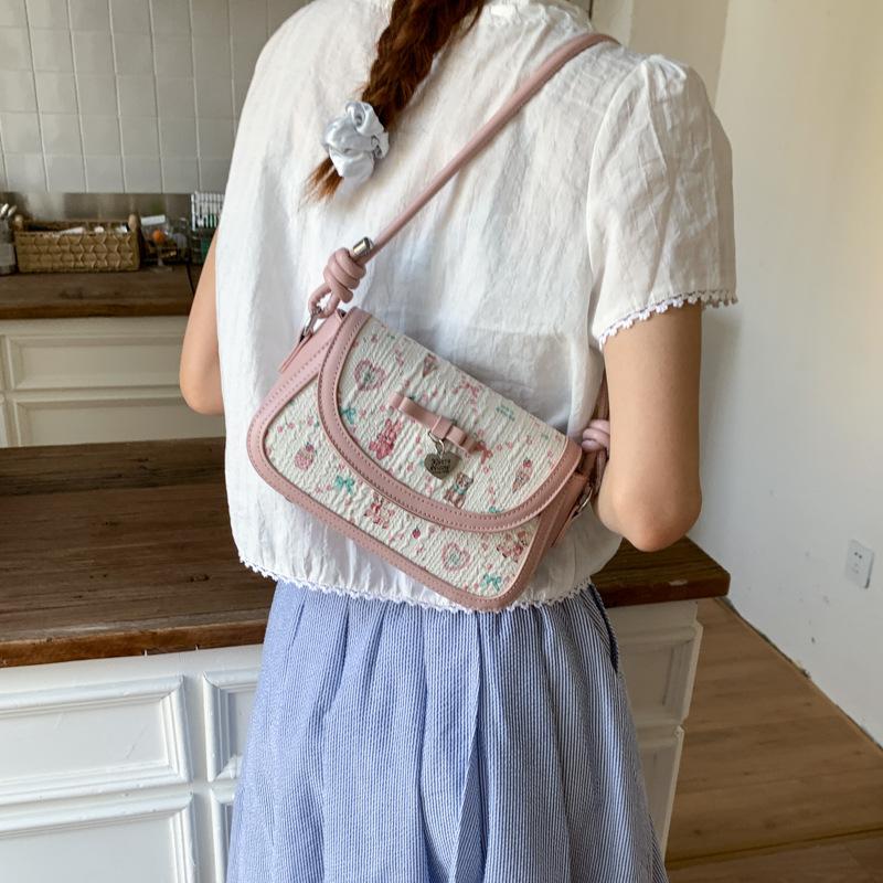 

Нишевая сумка подмышку высокого класса женская 2025 новая милая розовая с принтом маленькая квадратная сумка модная на плечо сумка-мессенджер розовый