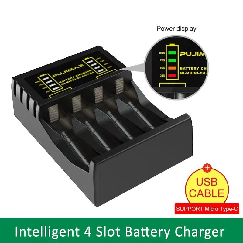 Battery Charger 4 Slots Intelligent With LED Indicator USB Charger For No.5/7 1.2V Rechargeable Batteries AAA/AA Battery Charger